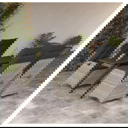 vidaXL 5-dijelni vrtni blagovaonski set od poliratana s jastucima sivi Cijene