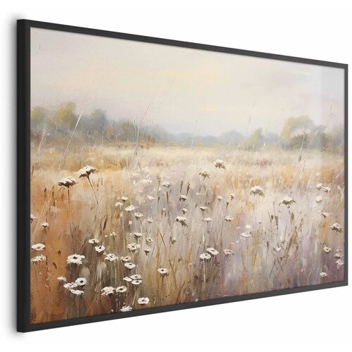  Plakat Impressionist meadow &ndash; field landscape in a pastel colour palette 90x60 Crni okvir Cijene