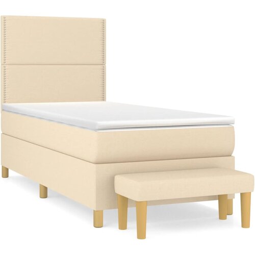 VidaXL Box spring postelja z vzmetnico krem 90x200 cm blago, (20895690) Slike