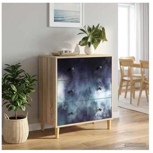 VidaXL Komoda RAALTE Plavi mramorni uzorak 66 x 36 5 x 75 cm Sonoma - Plavi mramorni uzorak Slike