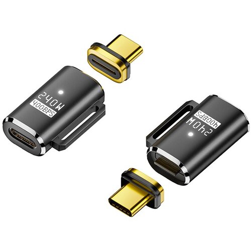 INF Magnetni adapter: USB-C ženski na USB-C mo&scaron;ki ravni priključek, 240 W magnetno polnjenje Black, (5000291406) Cene