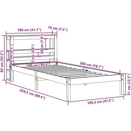 VidaXL Okvir kreveta s uzglavljem vo&amp;scaron;tano smeđi 100x200 cm od borovine Slike