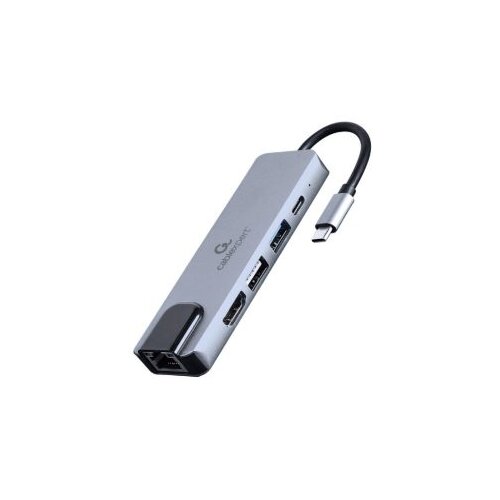 Docking station USB adapter Type-C 5-in-1 multi-port adapter Hub + HDMI + PD + LAN GEMBIRD A-CM-COMBO5-04 Slike