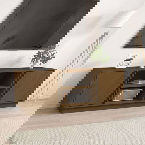 TV omarica medeno rjava 110x35x40,5 cm trdna borovina, (20732382) Slike
