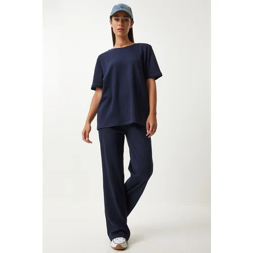 Happiness İstanbul Women's Navy Blue T-Shirt Tracksuit