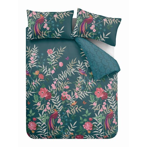 Catherine Lansfield Zelena posteljnina 135x200 cm Tropical Floral Birds - Catherine Lansfield Cene