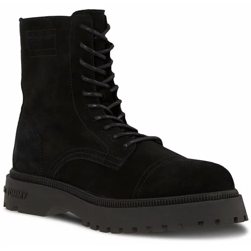 Tommy Jeans Pohodni čevlji Tjm Casual Boot Suede EM0EM01336 Črna