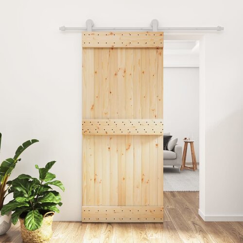 vidaXL Drsna vrata s kompletom vodil 90x210 cm trdna borovina Cene