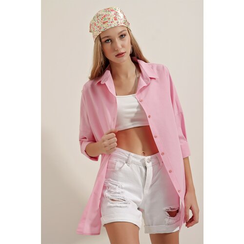 Bigdart 3900 Oversize Long Basic Shirt - Pink Slike