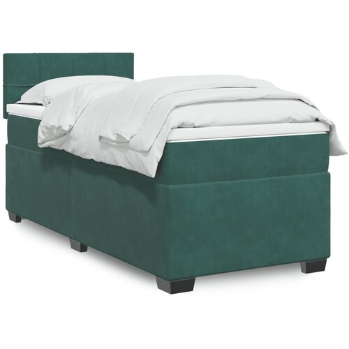 vidaXL Box spring postelja z vzmetnico temno zelena 90x200 cm žamet Cene
