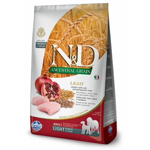 N&d ancestral grain chicken & pomegranate light medium/maxi 12kg Slike