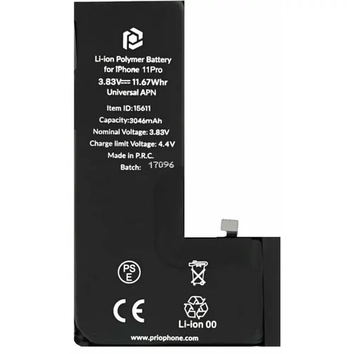 Prio Baterija za Apple iPhone 11 Pro, 3046 mAh, vključen trak za pritrditev