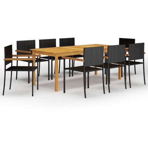  9-dijelni vrtni blagovaonski set crni Cene