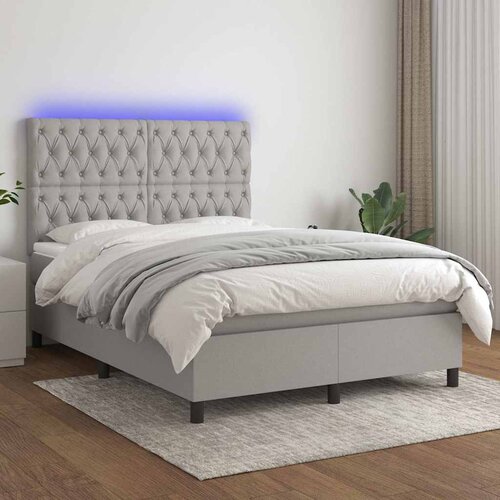  box spring s madracem LED svjetlosivi 140x200 cm tkanina Cijene