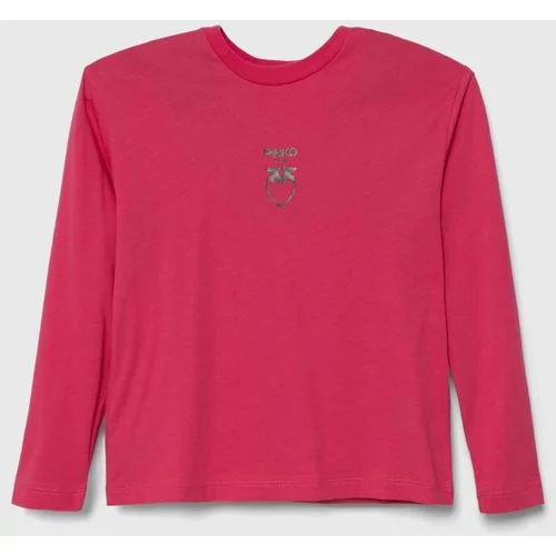 Pinko Up Otroška bombažna majica z dolgimi rokavi vijolična barva