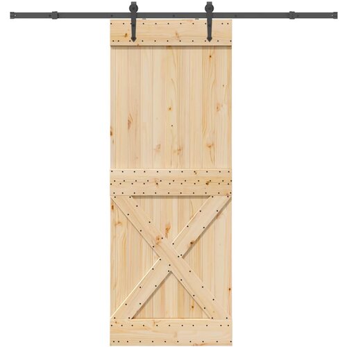 vidaXL Drsna vrata s kompletom vodil 85x210 cm trdna borovina Cene