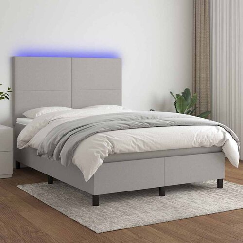  Krevet box spring s madracem LED svjetlosivi 140x200 cm tkanina Cijene