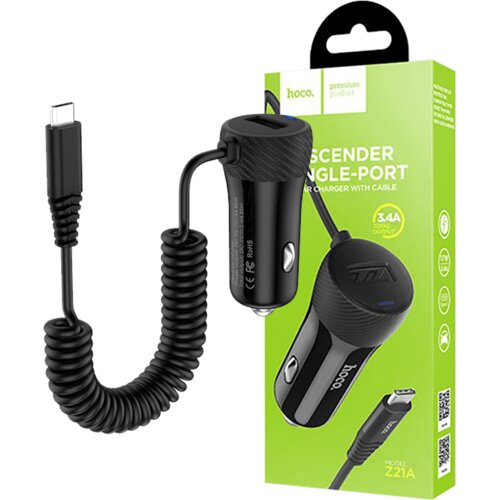 Hoco. Avto polnilec z mikro USB kablom, 1 x USB, 2.4 A max. - Z21A Ascender enojni USB Slike