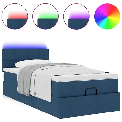 vidaXL Otomanski okvir kreveta s madraca plavi 90x190cm od tkanine Cijene