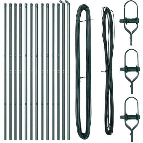 VidaXL Stebrički za ograjo 13 kosov Zeleni &amp;Oslash;32 mm 190 cm Galvanizirano jeklo Slike