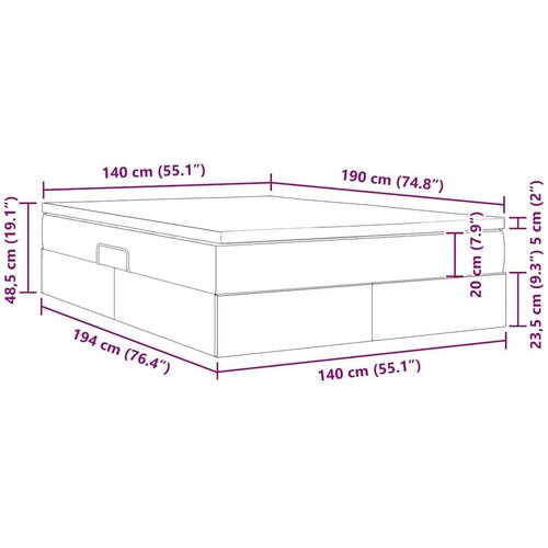  Krevet s madracem i skladi&amp;scaron;tem Siva 140 x 190 cm Lažna koža Slike