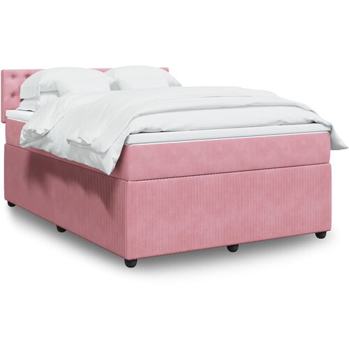 vidaXL Box spring postelja z vzmetnico roza 140x200 cm žamet Cene