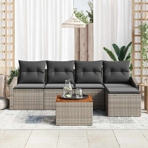  Sjedeća garnitura za vrt 6 kom. Siva poliratan 233 x 117 x 69 cm Slike