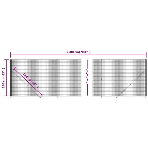 VidaXL Ograda od žičane mreže s prirubnicom antracit 1 6 x 25 m Slike