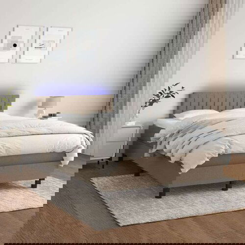  Box spring postelja z vzmetnico LED taupe 120x200 cm blago, (20898955) Cene