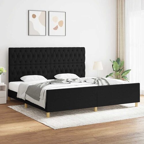  Okvir za krevet s uzglavljem crni 200 x 200 cm od tkanine Cijene