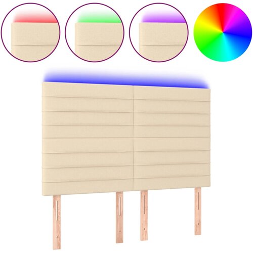 Maison Chic led posteljno vzglavje - vzglavna omarica - nočna omarica krem 144x5x118/128 cm blago, (21706708) Cene