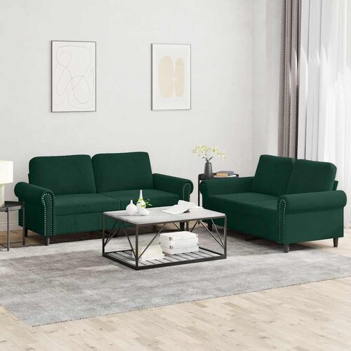  2-dijelni set sofa s jastucima tamnozeleni baršunasti Cene