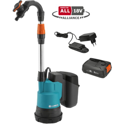 Gardena Baterijska potopna črpalka za deževnico 2000/2 18V P4A Set (18 V, 2.000 l/h, z baterijo in polnilnikom) Cene
