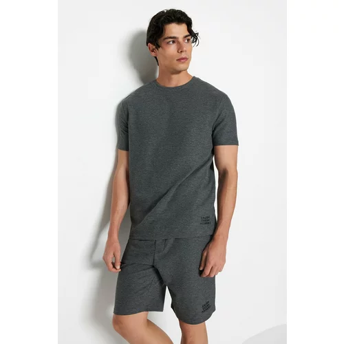 Trendyol Men's Anthracite Regular Fit Textured Knitted Pajama Set