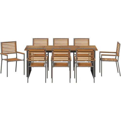  Vrtni set za objed 9 pcs Siva Čvrsto drvo akacije Slike