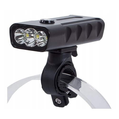  Alu. led cree xm-l t6x3 svjetlo za bicikl ipx5 crno usb 7500k Slike