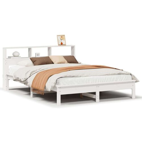 VidaXL Okvir kreveta bez madraca bijeli 135 x 190 cm masivna borovina Slike