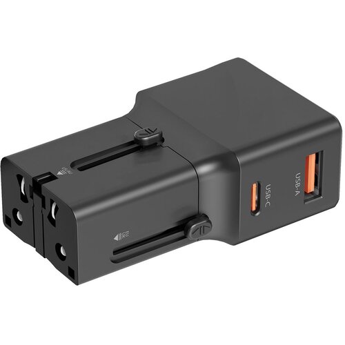 Meixi Univerzalni putni punjač INTER CHARGER 25W GaN &amp;ndash; priključci za ceo svet/ USB-C i USB-A/ crni Slike