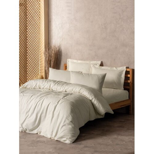  Plaid - Cream Cream Ranforce Single XXL Quilt Cover Set (DE) Slike