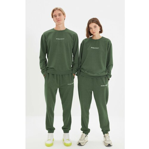 Trendyol Khaki Unisex Regular Printed Knitted Sweatpants Slike