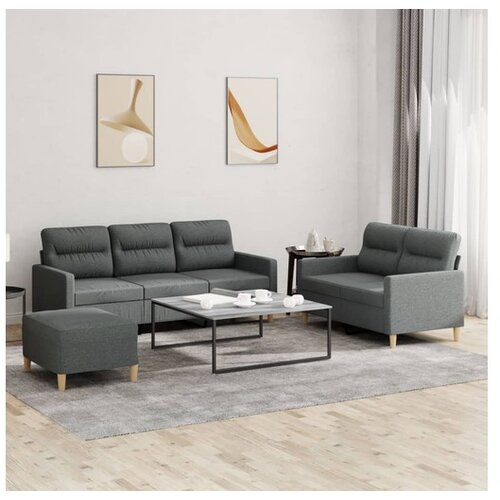 VidaXL 3-dijelni set sofa s jastucima tamnosivi od tkanine Slike