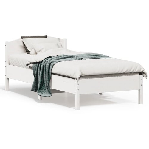  The Living Store Posteljni okvir brez vzmetnice bel 75x190 cm trdna borovina - Posteljni Okvir, (21498819) Slike