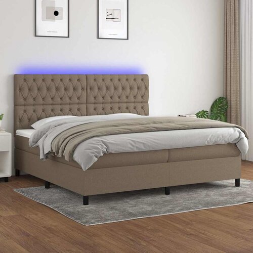  box spring s madracem LED smeđesivi 200x200 cm tkanina Cijene