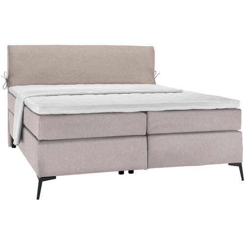 Hom`in postelja boxspring 140 cm x 200 cm , tekstil svetlo siva, bež Cene