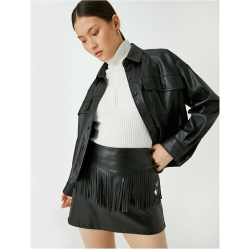 Koton Leather Look Mini Skirt with Tassel Detail. Cene