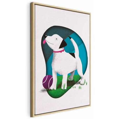 Slika - Dog and Ball (1 Part) Vertical 40x60 U prirodnom drvenom okviru Cene