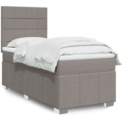 vidaXL Box spring postelja z vzmetnico taupe 90x200 cm blago Cene