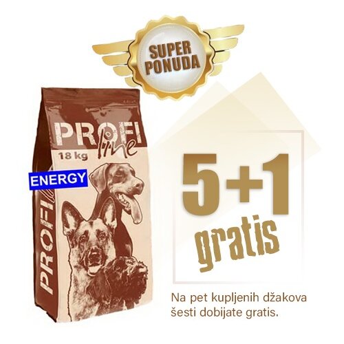 Profi Line 18kg ENERGY 108kg - 5+1 džak gratis - granule 25/17 - hrana za mlade i odrasle aktivne pse Cene