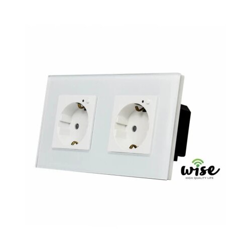 Wise wifi pametna utičnica, modularna dupla - stakleni panel - 16A Slike