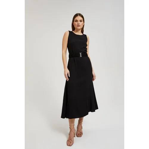 Moodo Women's midi dress with belt - black